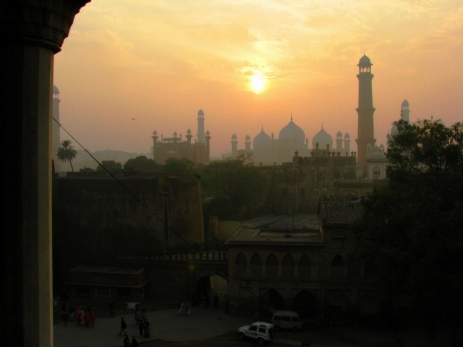 Late afternoon sun over Badshahi Mosque from the Lahore Fort